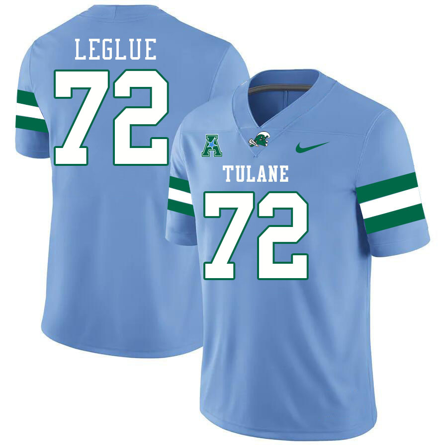 Tulane Green Wave #72 John Leglue College Football Jerseys Stitched Sale-Blue